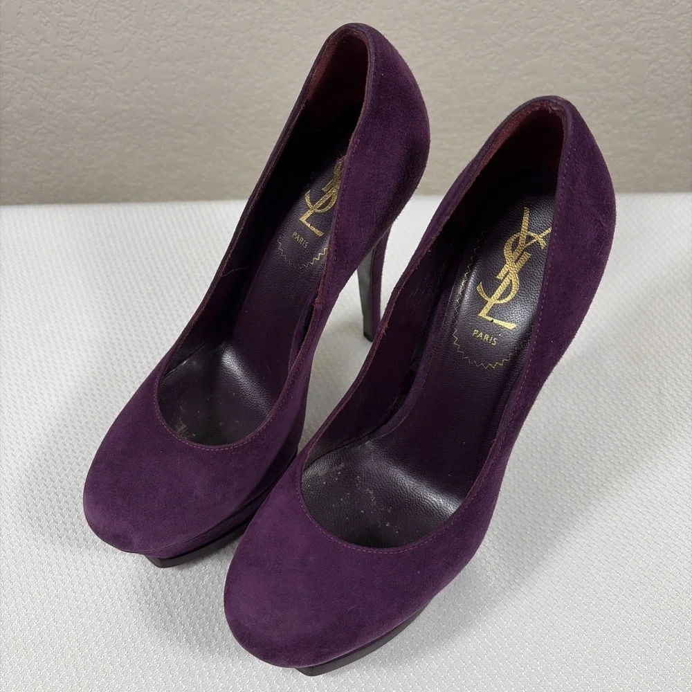 YVES SAINT LAURENT Tribute Two Suede Platform Pumps SZ 36 - Picture 1 of 10
